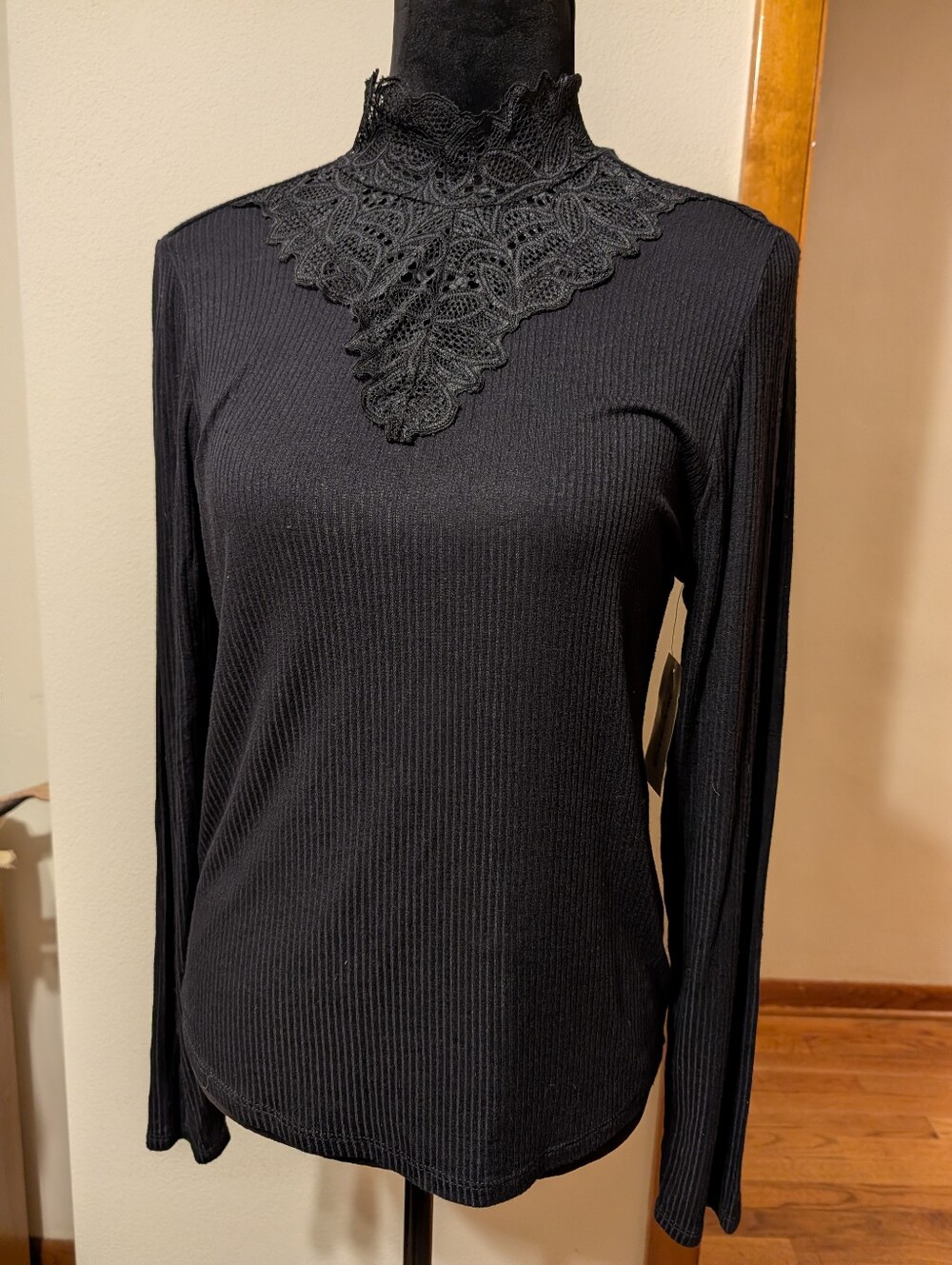 American Rag Victorian Goth Lace Mock Neck Sweater Top